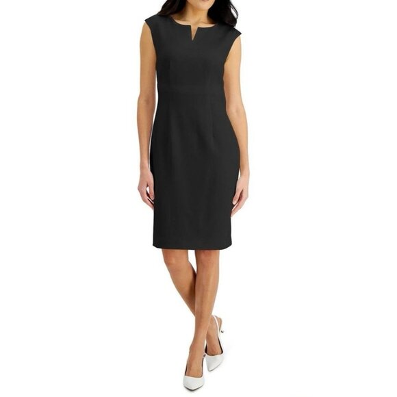Kasper Dress Black 14 Stretch Polyester Career Church Sleeveless NEW - Picture 1 of 11